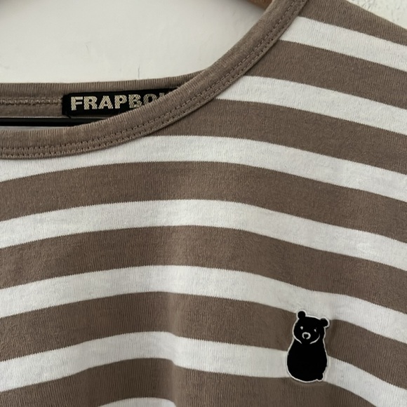 FRAPBOIS Long Sleeve Brown and White Striped Top One Size - Picture 8 of 8